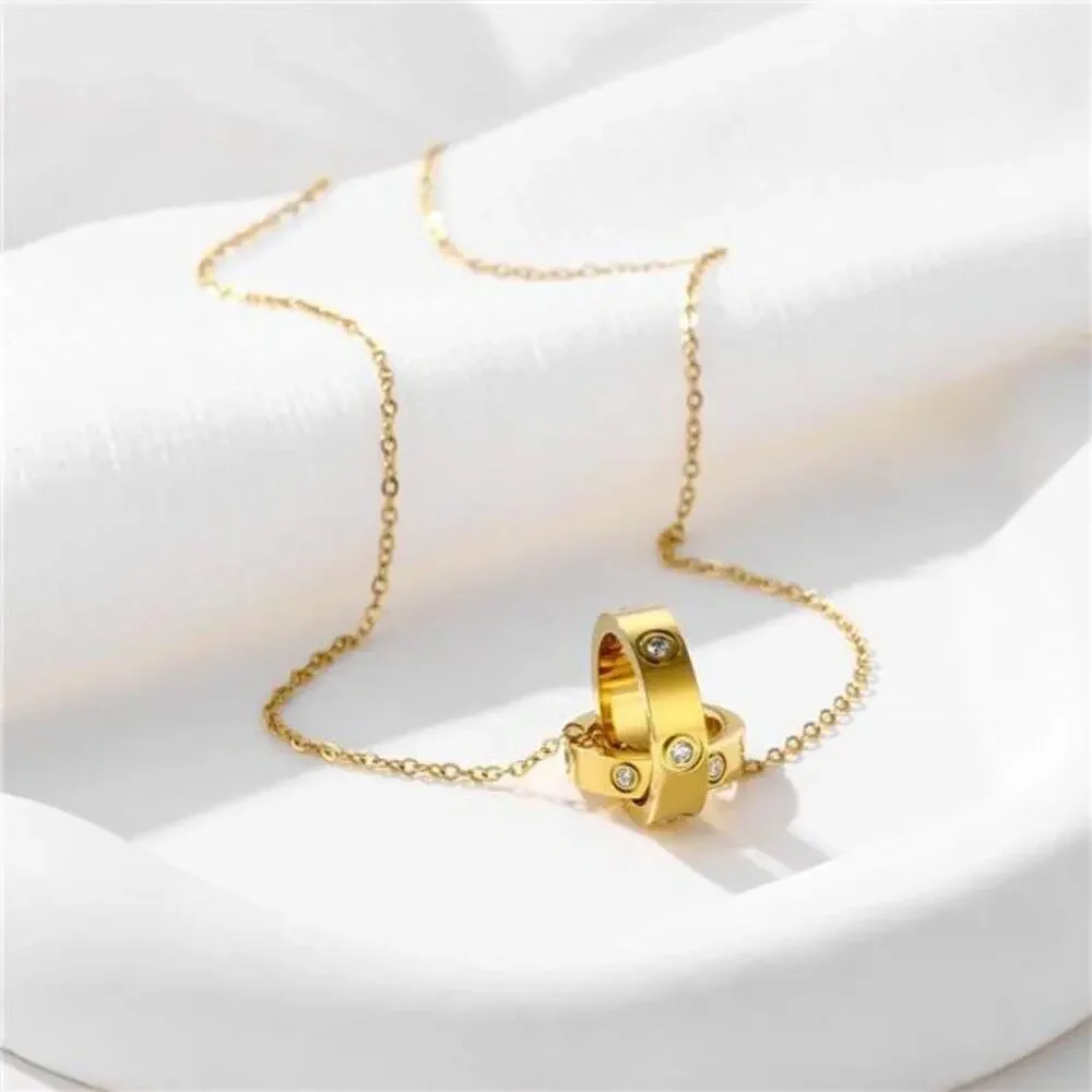Women's Stainless Steel Necklace -18K Gold Women's Necklace, Gold Interlocking